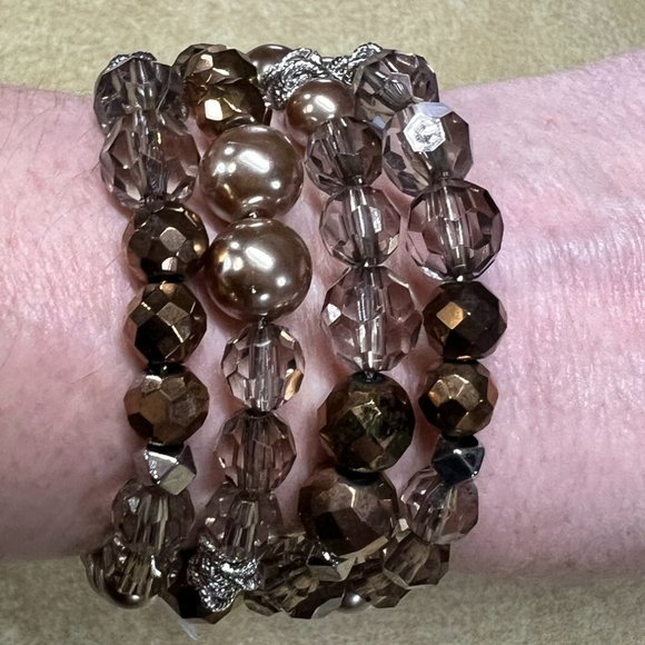NWT! Loft Coil Beaded Bracelet - Brown/Bronze Beads - Picture 1 of 3